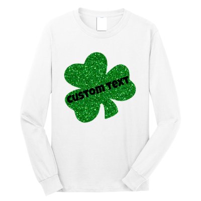 St. Patrick's Day Teacher Ms Mrs Personalized Name Green Glitter Long Sleeve Shirt