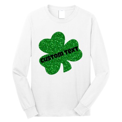 St. Patrick's Day Teacher Ms Mrs Personalized Name Green Glitter Long Sleeve Shirt