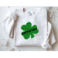 St. Patrick's Day Teacher Ms Mrs Personalized Name Green Glitter Sweatshirt