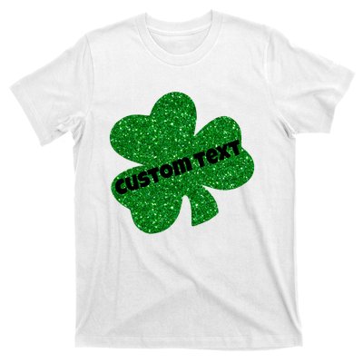 St. Patrick's Day Teacher Ms Mrs Personalized Name Green Glitter T-Shirt