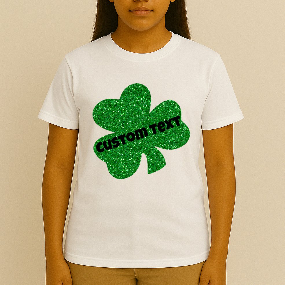 St. Patrick's Day Teacher Ms Mrs Personalized Name Green Glitter T-Shirt