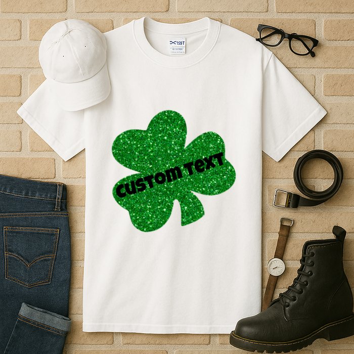 St. Patrick's Day Teacher Ms Mrs Personalized Name Green Glitter Tall T-Shirt