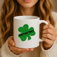 St. Patrick's Day Teacher Ms Mrs Personalized Name Green Glitter Mug
