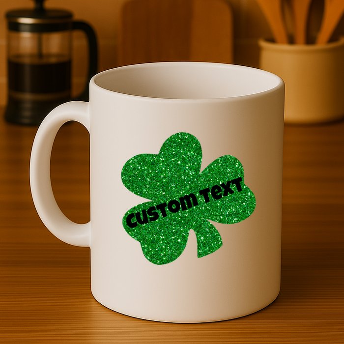 St. Patrick's Day Teacher Ms Mrs Personalized Name Green Glitter Mug
