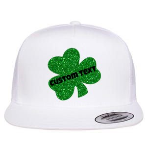 St. Patrick's Day Teacher Ms Mrs Personalized Name Green Glitter Flat Bill Trucker Hat