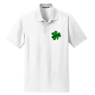 St. Patrick's Day Teacher Ms Mrs Personalized Name Green Glitter Dry Zone Grid Polo