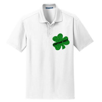 St. Patrick's Day Teacher Ms Mrs Personalized Name Green Glitter Dry Zone Grid Polo