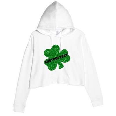 St. Patrick's Day Teacher Ms Mrs Personalized Name Green Glitter Crop Fleece Hoodie