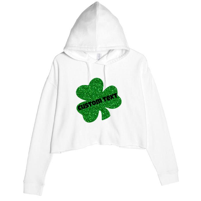 St. Patrick's Day Teacher Ms Mrs Personalized Name Green Glitter Crop Fleece Hoodie