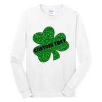 St. Patrick's Day Teacher Ms Mrs Personalized Name Green Glitter Tall Long Sleeve T-Shirt