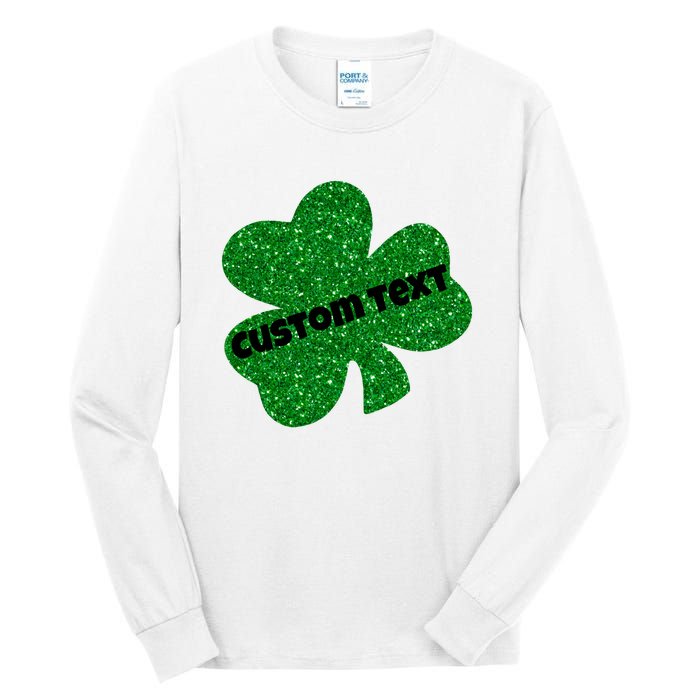 St. Patrick's Day Teacher Ms Mrs Personalized Name Green Glitter Tall Long Sleeve T-Shirt