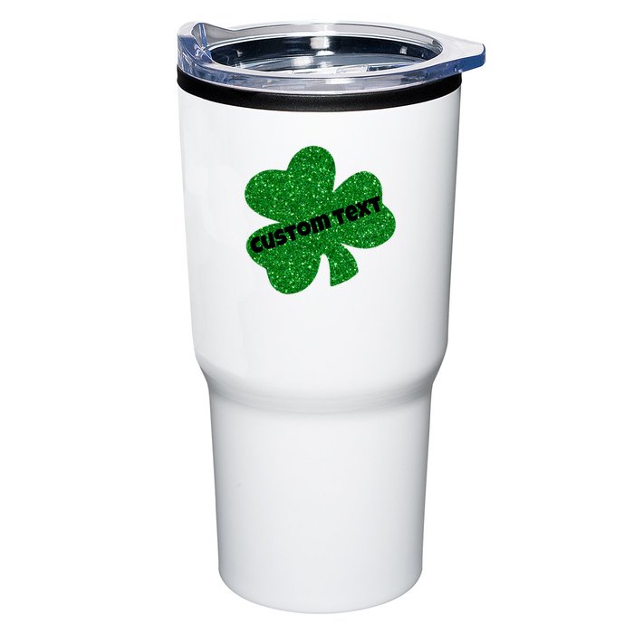 St. Patrick's Day Teacher Ms Mrs Personalized Name Green Glitter Tumbler