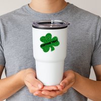 St. Patrick's Day Teacher Ms Mrs Personalized Name Green Glitter Tumbler