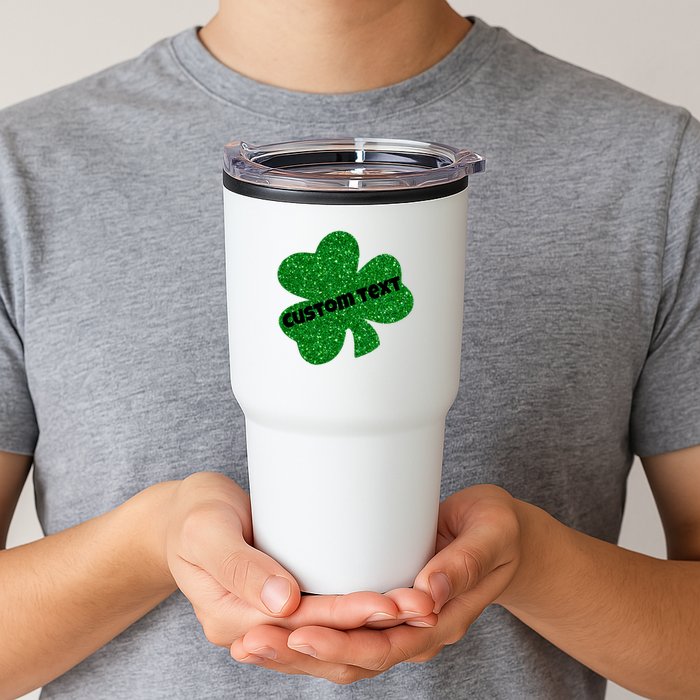 St. Patrick's Day Teacher Ms Mrs Personalized Name Green Glitter Tumbler