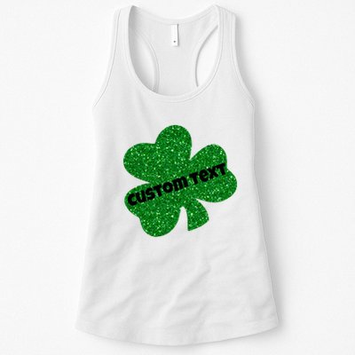 St. Patrick's Day Teacher Ms Mrs Personalized Name Green Glitter Womens Tank Top