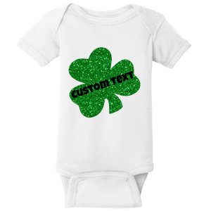 St. Patrick's Day Teacher Ms Mrs Personalized Name Green Glitter Baby Bodysuit