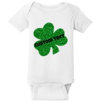 St. Patrick's Day Teacher Ms Mrs Personalized Name Green Glitter Baby Bodysuit