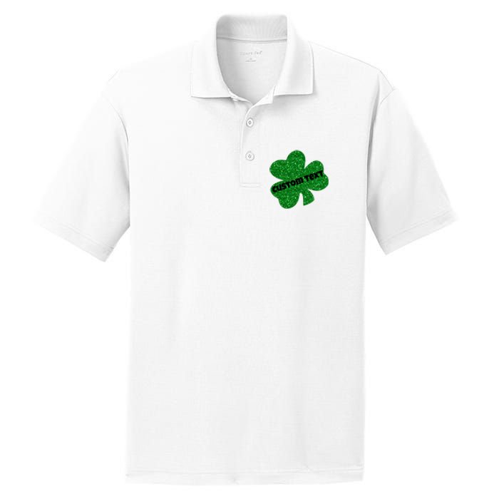 St. Patrick's Day Teacher Ms Mrs Personalized Name Green Glitter PosiCharge RacerMesh Polo