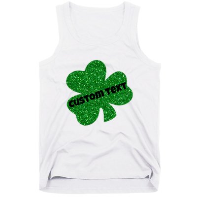 St. Patrick's Day Teacher Ms Mrs Personalized Name Green Glitter Tank Top