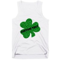 St. Patrick's Day Teacher Ms Mrs Personalized Name Green Glitter Tank Top