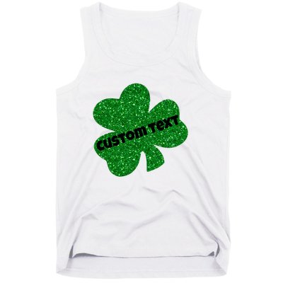 St. Patrick's Day Teacher Ms Mrs Personalized Name Green Glitter Tank Top