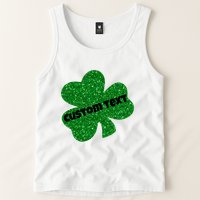 St. Patrick's Day Teacher Ms Mrs Personalized Name Green Glitter Tank Top
