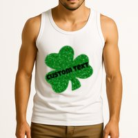 St. Patrick's Day Teacher Ms Mrs Personalized Name Green Glitter Tank Top
