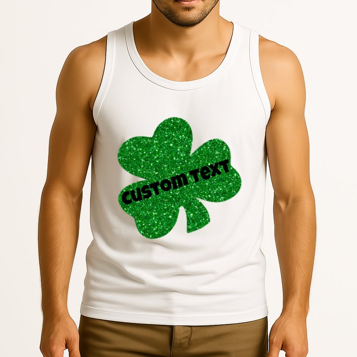 St. Patrick's Day Teacher Ms Mrs Personalized Name Green Glitter Tank Top