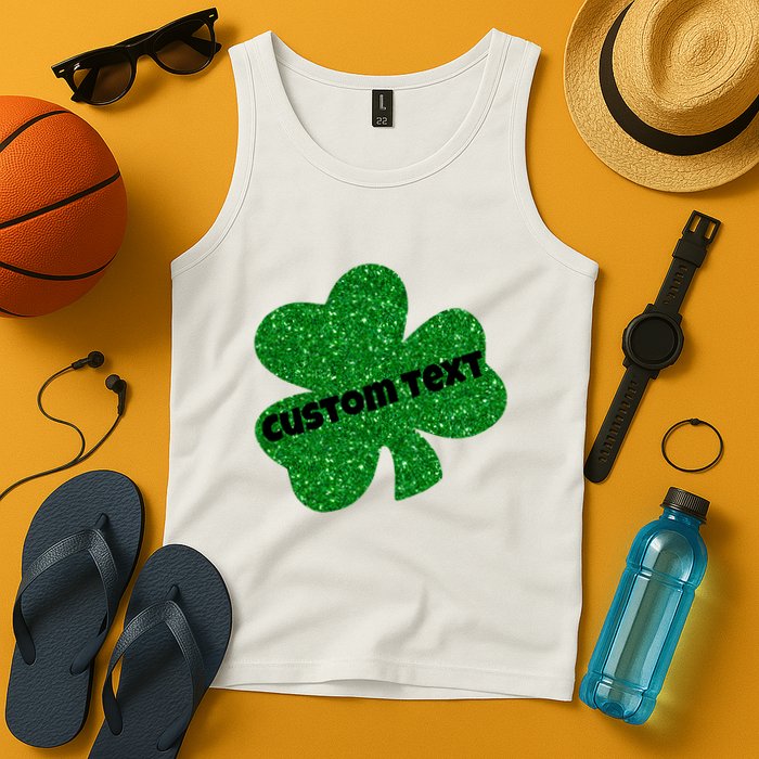 St. Patrick's Day Teacher Ms Mrs Personalized Name Green Glitter Tank Top