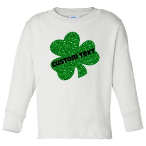 St. Patrick's Day Teacher Ms Mrs Personalized Name Green Glitter Toddler Long Sleeve Shirt