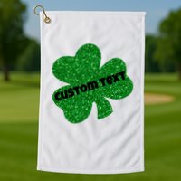 St. Patrick's Day Teacher Ms Mrs Personalized Name Green Glitter Golf Towel