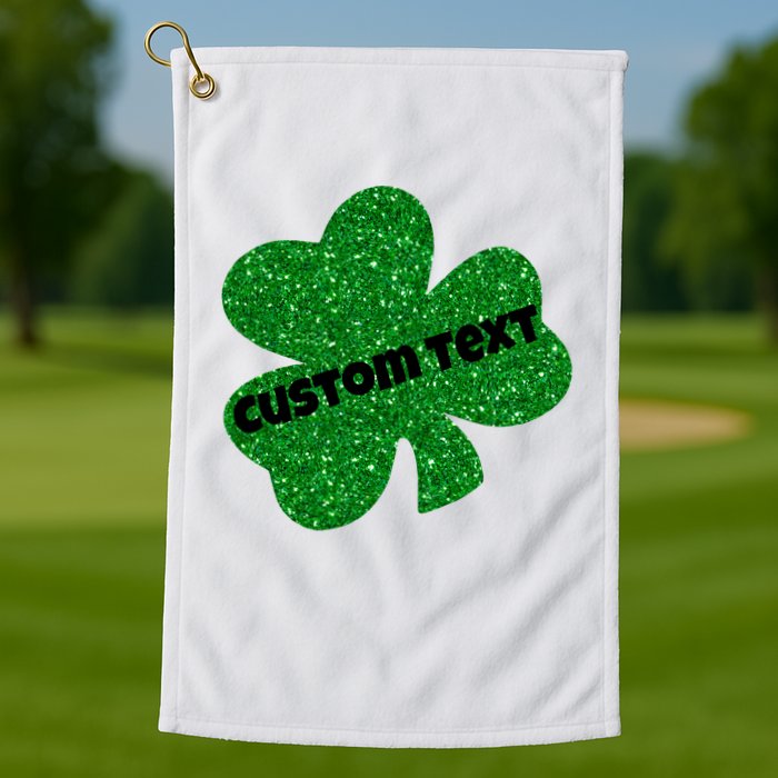 St. Patrick's Day Teacher Ms Mrs Personalized Name Green Glitter Golf Towel