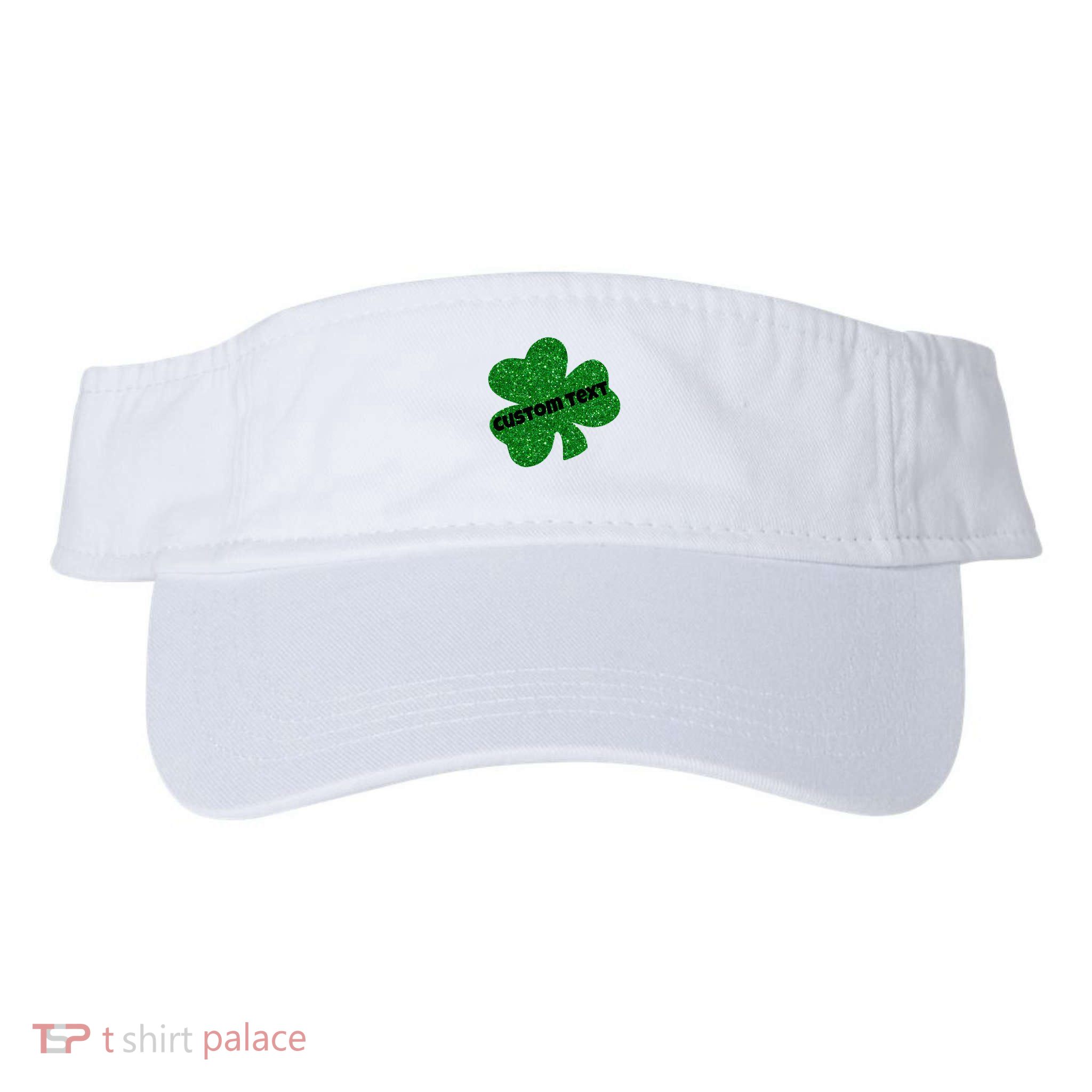 St. Patrick's Day Teacher Ms Mrs Personalized Name Green Glitter Visor