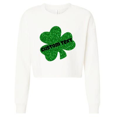 St. Patrick's Day Teacher Ms Mrs Personalized Name Green Glitter Cropped Pullover Crew