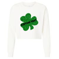 St. Patrick's Day Teacher Ms Mrs Personalized Name Green Glitter Cropped Pullover Crew