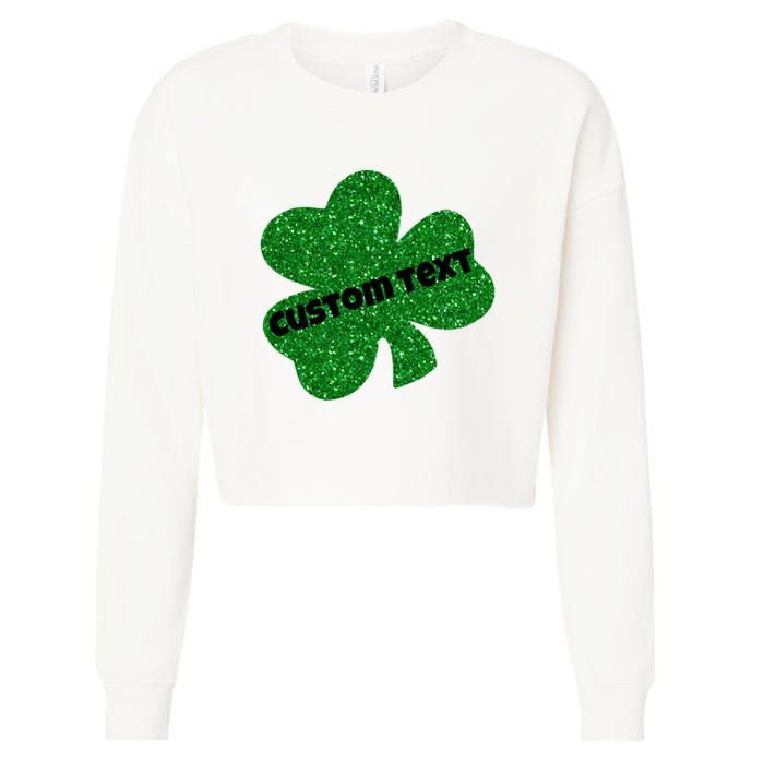 St. Patrick's Day Teacher Ms Mrs Personalized Name Green Glitter Cropped Pullover Crew