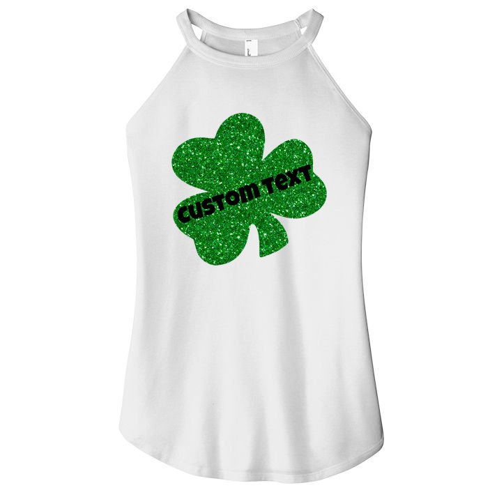 St. Patrick's Day Teacher Ms Mrs Personalized Name Green Glitter Women's Perfect Tri Rocker Tank