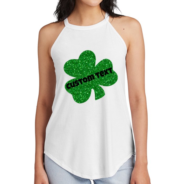 St. Patrick's Day Teacher Ms Mrs Personalized Name Green Glitter Women's Perfect Tri Rocker Tank