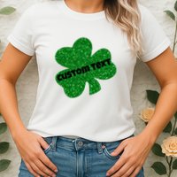 St. Patrick's Day Teacher Ms Mrs Personalized Name Green Glitter Womens T-Shirt