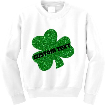 St. Patrick's Day Teacher Ms Mrs Personalized Name Green Glitter Kids Sweatshirt