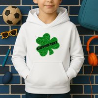 St. Patrick's Day Teacher Ms Mrs Personalized Name Green Glitter Kids Hoodie