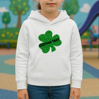 St. Patrick's Day Teacher Ms Mrs Personalized Name Green Glitter Kids Hoodie