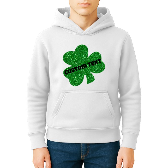 St. Patrick's Day Teacher Ms Mrs Personalized Name Green Glitter Kids Hoodie