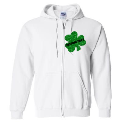 St. Patrick's Day Teacher Ms Mrs Personalized Name Green Glitter Full Zip Hoodie