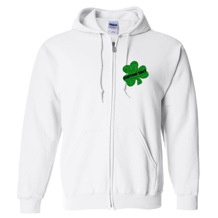 St. Patrick's Day Teacher Ms Mrs Personalized Name Green Glitter Full Zip Hoodie
