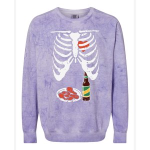 Skeleton Pregnancy Dad Chicken Wings Beer Halloween Colorblast Crewneck Sweatshirt