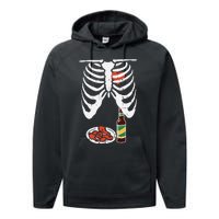 Skeleton Pregnancy Dad Chicken Wings Beer Halloween Performance Fleece Hoodie