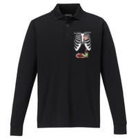 Skeleton Pregnancy Dad Chicken Wings Beer Halloween Performance Long Sleeve Polo