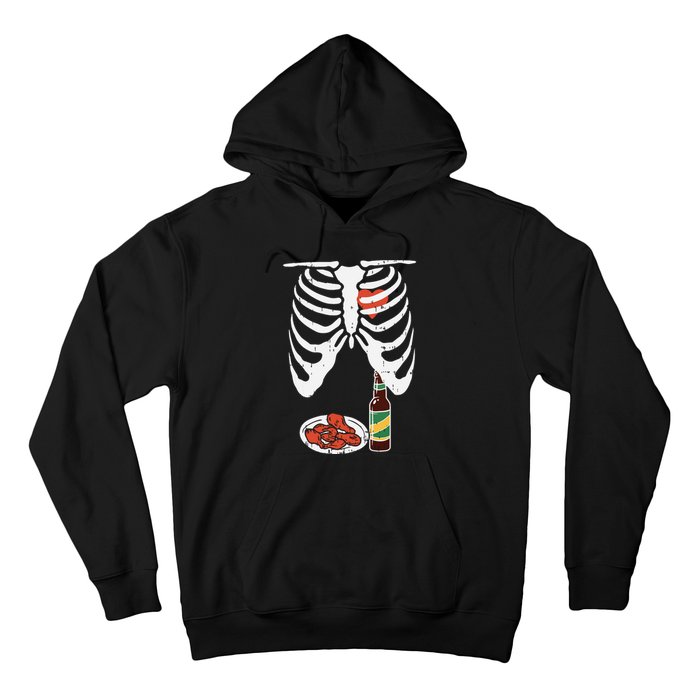 Skeleton Pregnancy Dad Chicken Wings Beer Halloween Hoodie