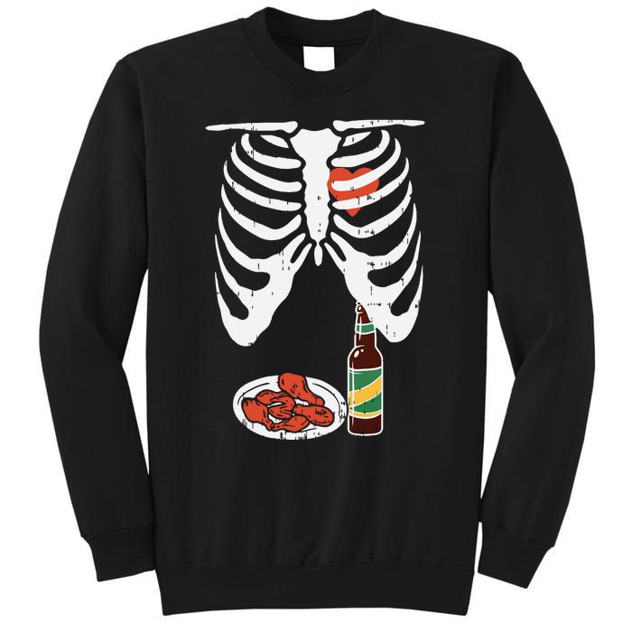 Skeleton Pregnancy Dad Chicken Wings Beer Halloween Sweatshirt